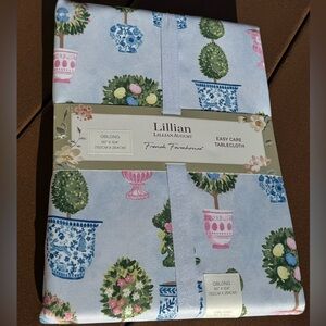 Lillian August Easy Care Tablecloth bunny Spring Easter Chinoise 60x104
